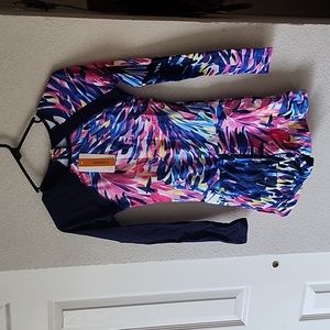 Aonihua Swimwear Fashion Women Rash Guard One Piece Swimwear Long Sleeve small